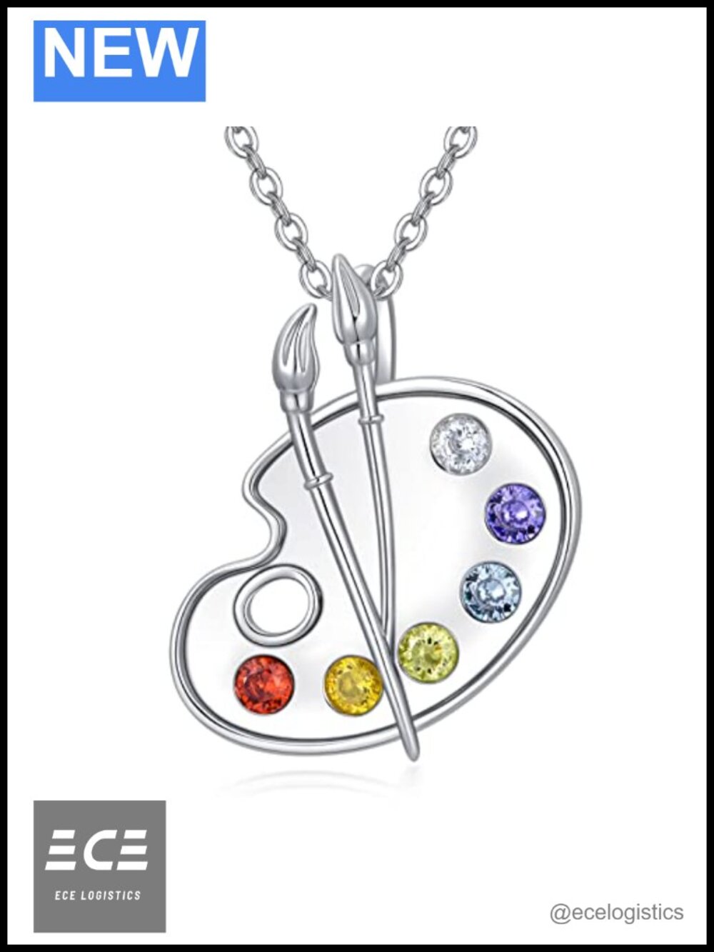 Sterling Silver Art Palette Necklace Graduation Gift for Women